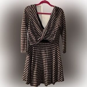 Free People red\gray striped mini dress- size large